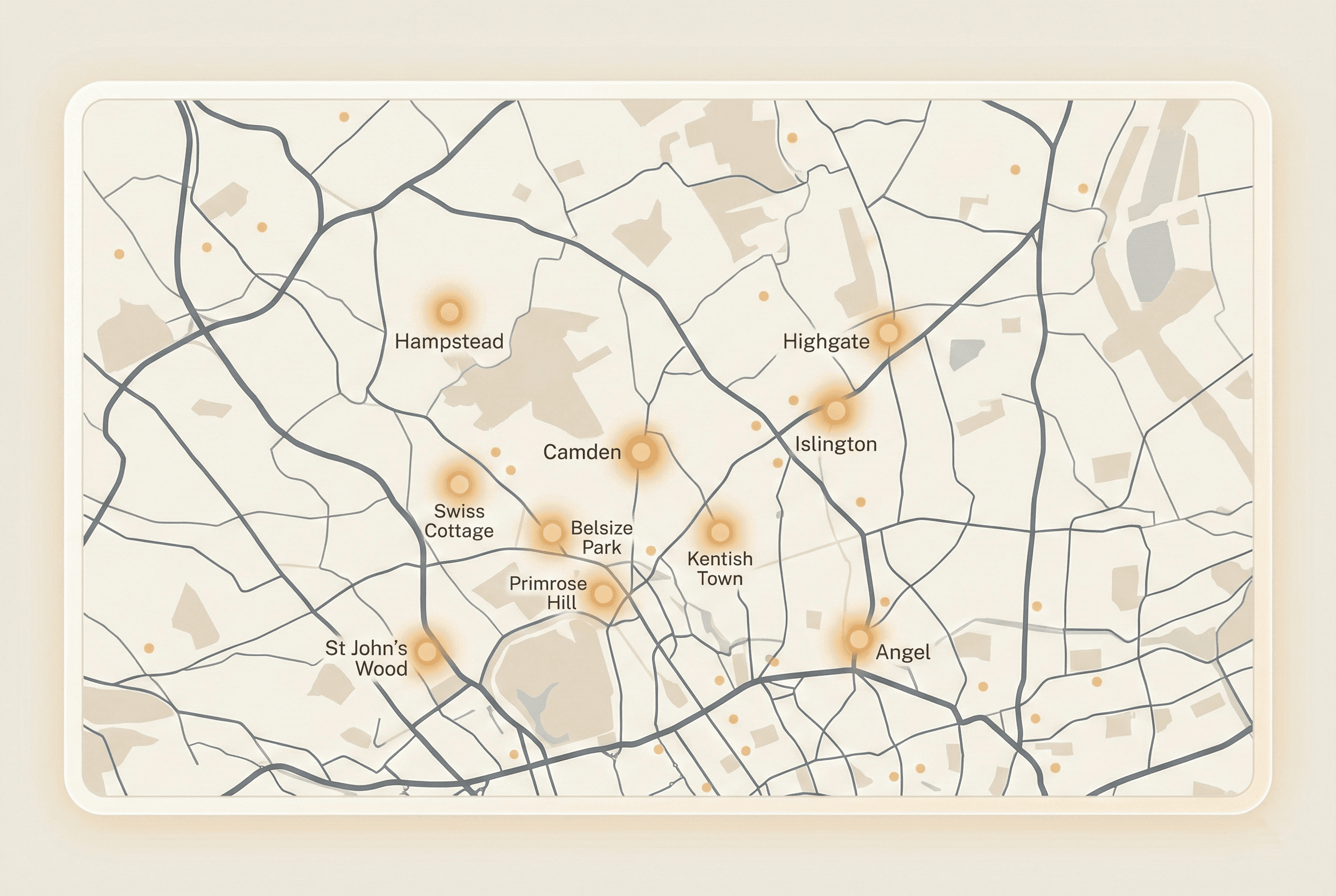 Areas covered around Hampstead