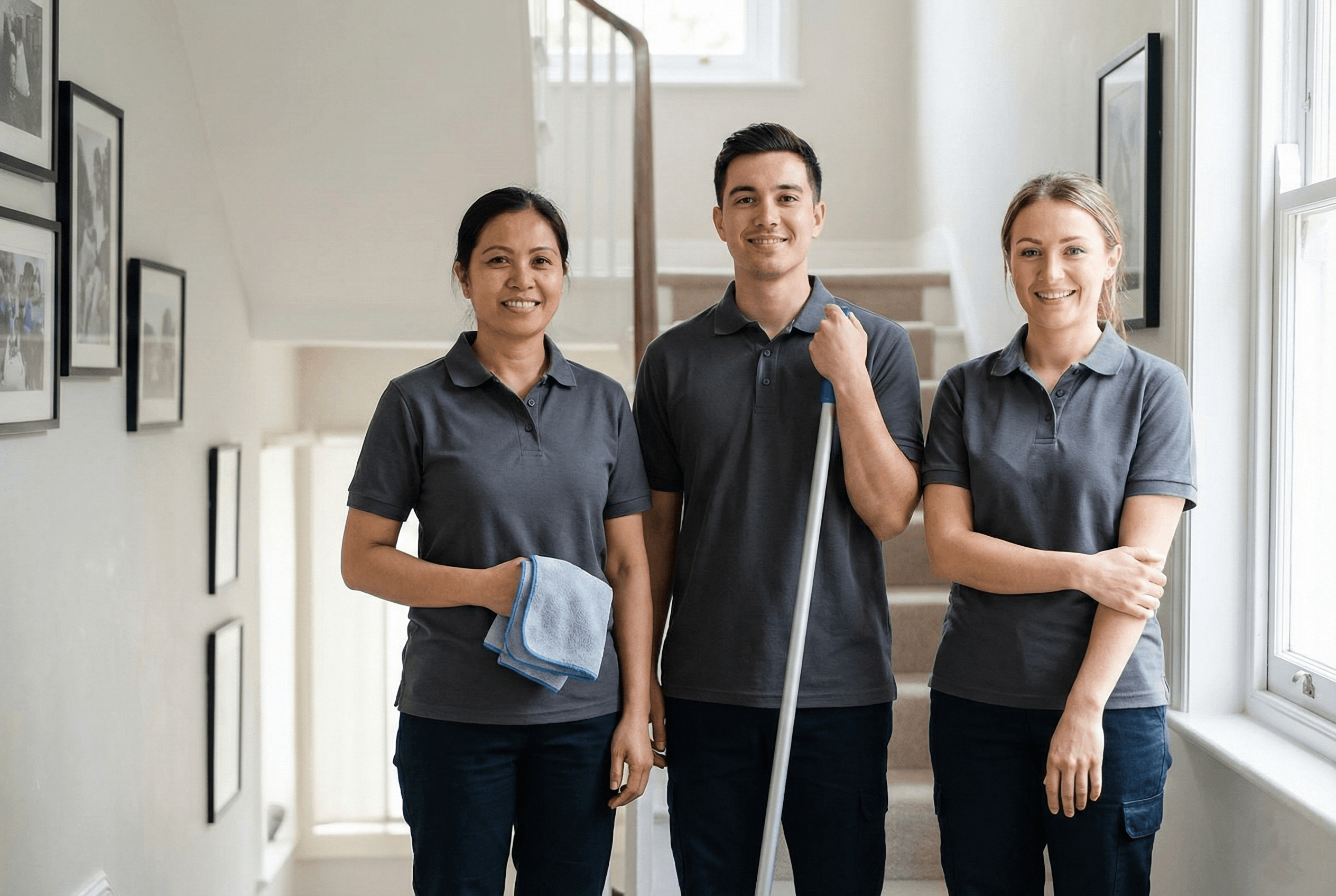 Professional cleaning team in West London